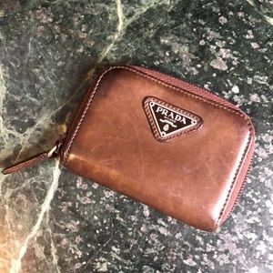 Prada Brown Leather Coin Purse 💰